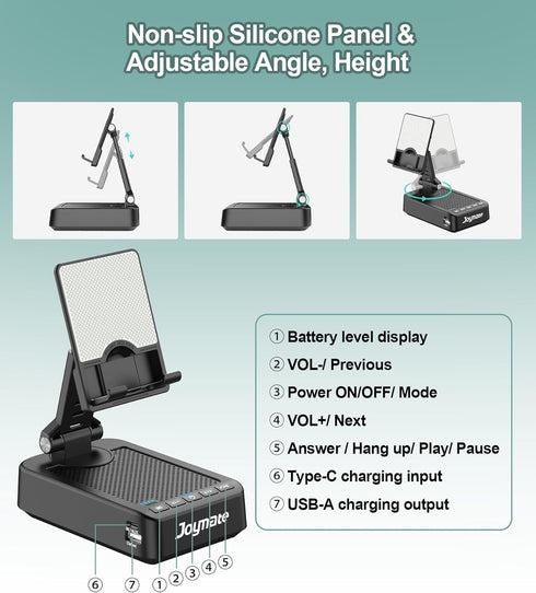Gifts for Men Women, Joymate Bluetooth Speaker Phone Stand with Charging Function 360° Rotable Adjustable Cell Phone Holder HD Surround Sound for ...