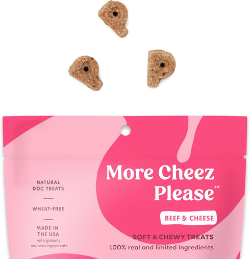 Poke's More Cheez Please Treats for Dogs, Limited Ingredient & Natural Dog Treats, Wheat-Free & Made in The USA, Beef & Cheese Soft & Chewy Treats...