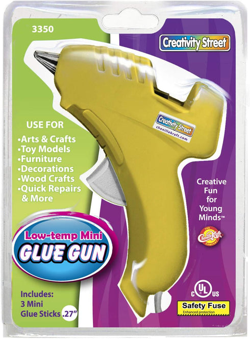 Creativity Street® Low-Temp Mini Glue Gun, Yellow, 5.5" x 4", 1 Glue Gun + 3 Glue Sticks Per Pack, 2 Packs...