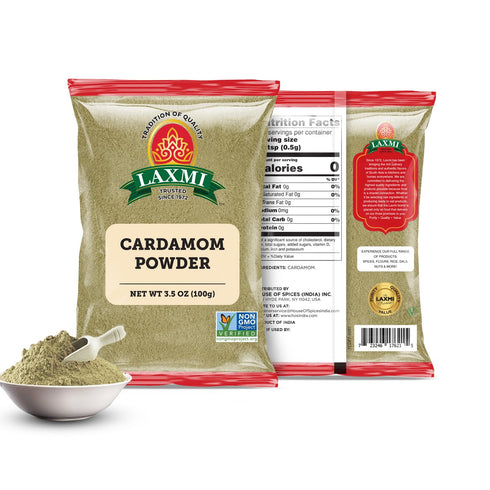 Laxmi Ground Cardamom Powder, Traditional Indian Cooking Spices - 3.5oz...