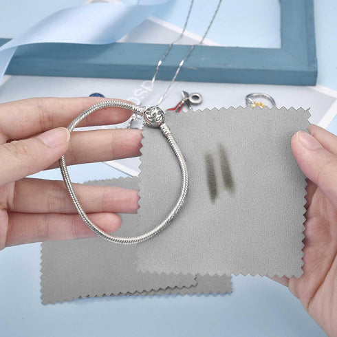SEVENWELL 50pcs Jewelry Cleaning Cloth Gray Polishing Cloth for Sterling Silver Gold Platinum Small Silver Polish 8x8cm...