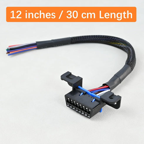 16 Pin J1962F OBD2 Female Connector to Open Cable OBDII Dash Port Pigtail Fixed Wire Harness Fixed Harness DIY 12" / 30 cm...
