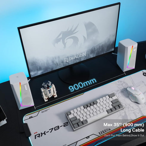 Redragon GS520 RGB Desktop Speakers, 2.0 Channel PC Computer Stereo Speaker with 6 Colorful LED Modes, Enhanced Sound and Easy-Access Volume Contr...