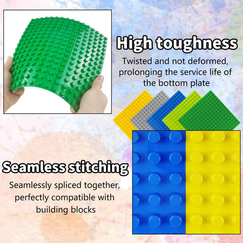 BOROLA Classic 10" x 10" Base Block Plate Compatible with All Major Brands Style Bricks (Only with Bigger Size Blocks) 4Pcs, White...