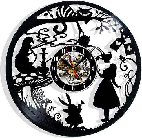 Vinyl Revolt Vinyl Record Wall Clock Compatible with Alice in Wonderland 12 in(30cm) Black Gift Surprise Ideas Best Friends and Family Birthdays D...