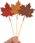 48 Pcs Glitter Maple Leaf Cupcake Topper Picks for Thanksgiving Fall Harvest Party Cake Decorations...