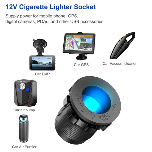 12V USB Outlet Boat Accessories Marine Switch Panel Plug, PD3.0 and Dual QC3.0 USB Ports Aluminum Car Charger with Voltmeter, Lighted 150W Cigaret...