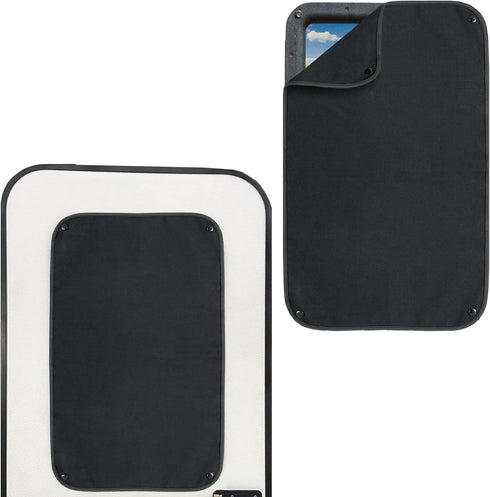 RecPro RV Entry Door Window Shade Sunshade Camper Privacy Entrance Sun Blackout Fabric 16" x 24" (Black)...