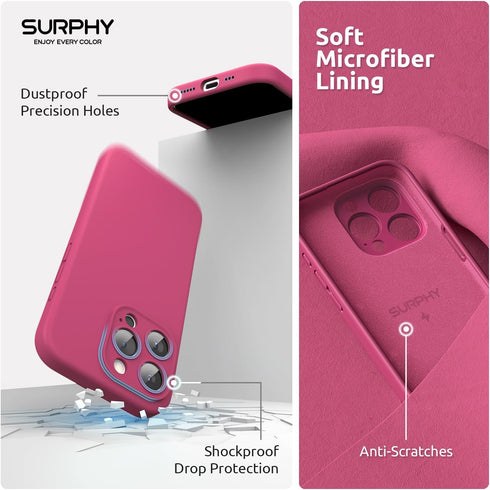 SURPHY Designed for iPhone 15 Pro Case Compatible with MagSafe (6.1 inch 2023), with 2 Pack Screen Protector, Liquid Silicone Phone Case (Camera P...