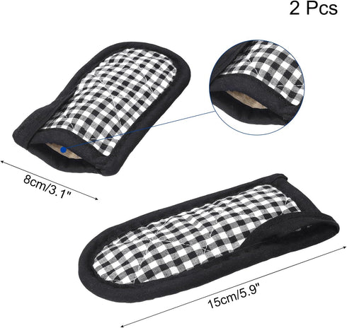 uxcell 2Pcs Pan Handle Sleeve, Pot Handle Covers Heat Resistant Iron Skillet Handle Covers for Kitchen Baking Cooking Supplies, Black White 3.1 in...