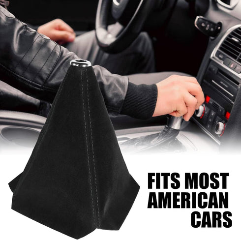Car Shift Boots Shift knob dust Cover Manual Gear Shift Cover Suede Leather Shift Boots MT Universal Type Shift Boots (Black Suede w/Black Stitchi...