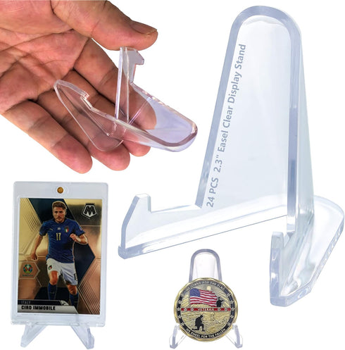 24 Packs Card Stands Sports Card Holder, Card Display Stand for Display Graded Card Challenge Medals Casino Chips, 2.3 Inch Tall, Clear...