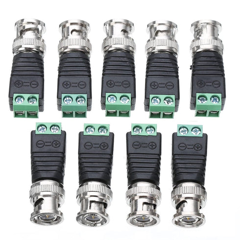 BNC Male Balun Connector 28 Pcs Coaxial Cat5 to BNC Male Connector and BNC to 2 Screw Camera Terminal Male Adpater for CCTV Surveillance Video Cam...