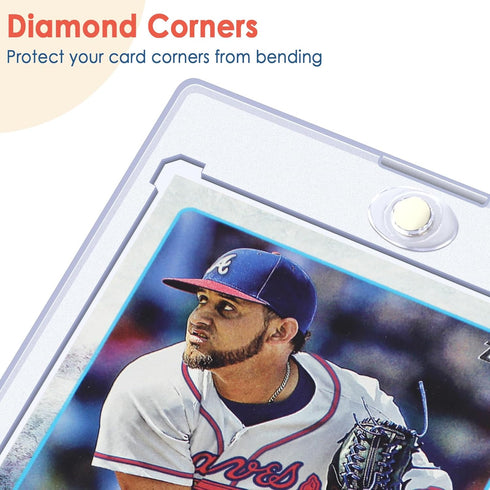 4Pcs Magnetic Card Holders for Trading Card, Baseball Card Protectors with 4 Stands, 35pt Acrylic Hard Card Sleeves Case for Sports Cards, MTG Car...