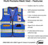 Reflective Safety Vest Blue Mesh, High Visibility Vest with Pockets and Zipper, Padded Neck, Blue with Yellow Trim L...