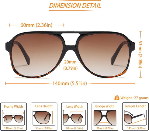 Freckles Mark Vintage Retro 70s Sunglasses for Women Men Classic Large Square Aviator Trendy Glasses...
