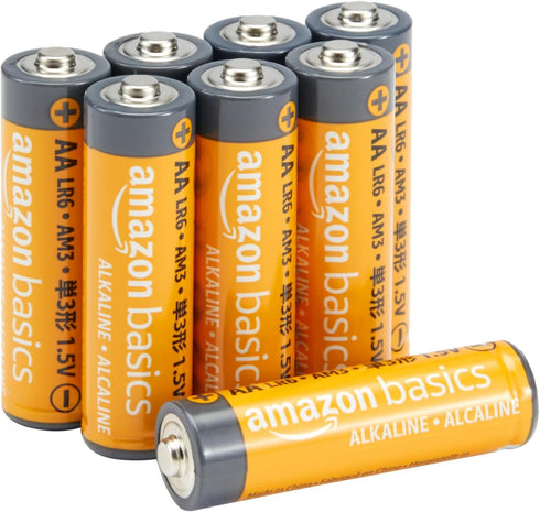 Amazon Basics 8-Pack AA Alkaline High-Performance Batteries, 1.5 Volt, 10-Year Shelf Life...