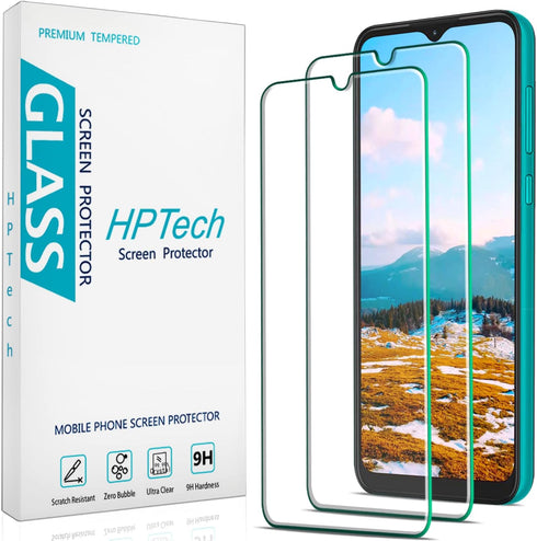 HPTech (2 Pack) Screen Protector Compatible for Motorola Moto G Play (2021) Tempered Glass, Anti Scratch, Case Friendly, 9H Hardness...