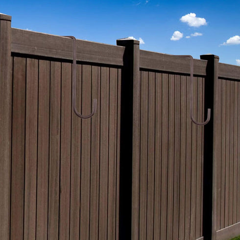 6 Pack 2 x 6 inch Fence Hooks Patio Hooks Brown Powder Coated Steel Hangers fits Easily for Vinyl Fences Indoor & Outdoor Hanging Lights, Plants &...