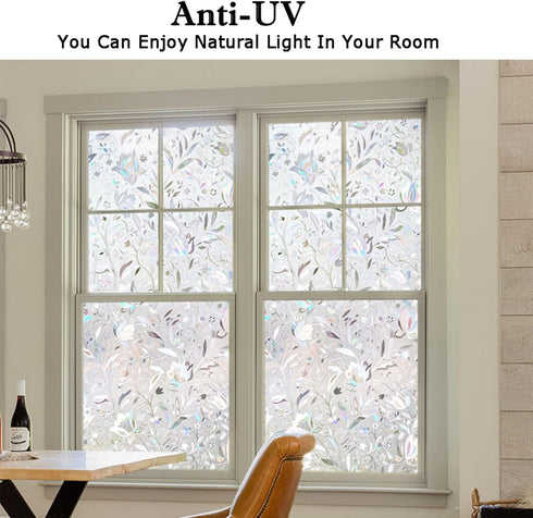 Kromapolis Window Privacy Film, Vinyl Glass Covering, Stained Decorative Film Frosted, Static Window Clings, Non-Adhesive, No-Glue (17.5 x 78.7 in...