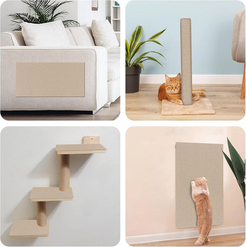 Palksky DIY Climbing Cat Scratcher Mat, 2Pack 39.4"X15.8" Trimmable Cat Scratching Post, Cat Scratching Mat Self-Adhesive Replacement, Cat Scratch...