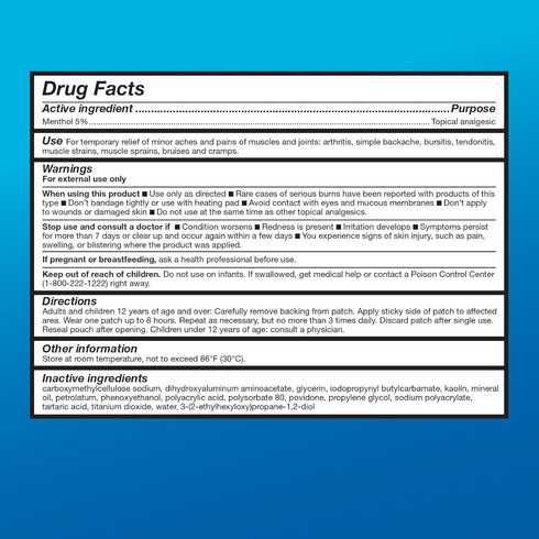 Amazon Basic Care Medicated Cold Hot 5% Menthol Patch, 7.87” x 3.93”, 15-Count Box (Previously HealthWise)...