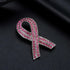 Pink Rhinestone Ribbon Brooch for Women Pink Crystal Breast Cancer Awareness Pin Elegant Pink Ribbon Brooch Corsage Full Diamond Lapel Pins Jewelr...