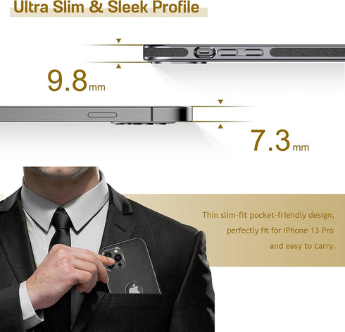 LOHASIC for iPhone 13 Pro Leather Case, Slim Luxury Men Women Business PU Cover Soft Non-Slip Grip Shockproof Anti-Scratch Full Body Protective Ph...