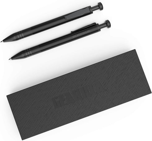Matte Black Metal Pen | Premium Durable Metal Barrel | Mechanical Retractable Gel Pen | Premium Rollerball Point 1 mm | Gift Pack, 2-Pack...