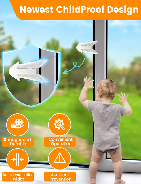 4PACK Sliding Glass Door Lock, Baby Proofing Window Door Locks Security Bar, Baby Child Safety Products Kits Locks, Slide Window Locks for Kids Pa...