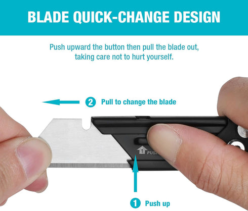 DURATECH 2-Pack Folding Utility Knife, Mini Box Cutter with Safety Axis Lock, Belt Clip, Quick-change Blade Mechanism, Full Stainless Steel Body a...
