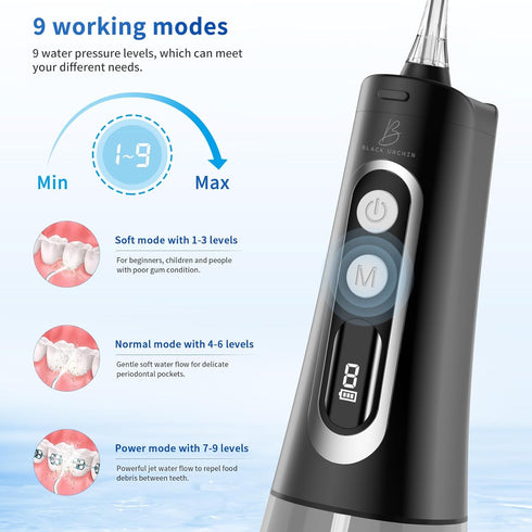 Water Dental Flosser Teeth Pick 9 Modes Cordless Electric Flosser for Teeth Cleaner Portable Rechargeable Oral Irrigator 300ML IPX7 Waterproof Flo...