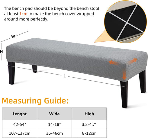 YISUN Jacquard Dining Bench Covers, Stretch Washable Removable Bench Slipcover, Rectangle Bench Seat Protector Cover for Dining Rooms, Living Room...
