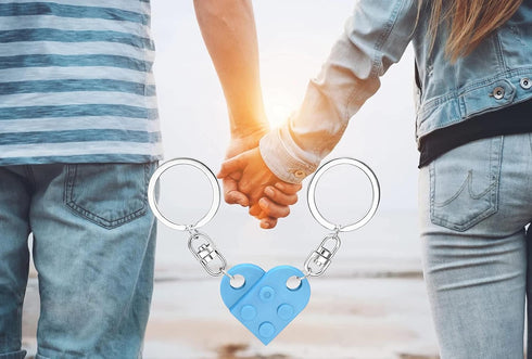 Matching Brick Keychain for Couples, Cute Heart Shape Keychains Set, Sweet Gifts for Girlfriend Boyfriend Friendship...