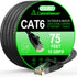 Cat 6 Ethernet Cable 75 ft, Indoor&Outdoor, High Speed 10Gbps Flat Internet Network Cable, Pure Copper Ethernet Patch Cable Long, Computer LAN Cab...