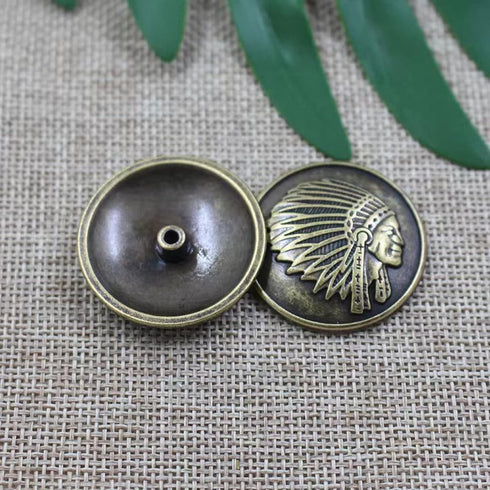 WETUFIN 10pcs 34mm (1.34inch) Screw Back Buttons for Leather Indian Chief Style Screw Back Coin Screw Back Buttons Leather Craft Ornament Leather ...