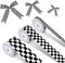 3 Rolls White Checkered Printed Ribbon Black Grosgrain Ribbon?0.4, 0.87, 1.5 Inch Wide, 15 Yard Car Theme Checkered Ribbon ? for DIY Crafts Wreath...