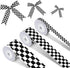 3 Rolls White Checkered Printed Ribbon Black Grosgrain Ribbon?0.4, 0.87, 1.5 Inch Wide, 15 Yard Car Theme Checkered Ribbon ? for DIY Crafts Wreath...