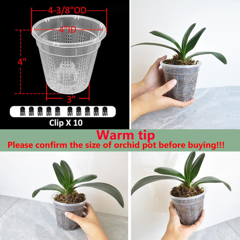 8 Pack Orchid Pot, 4.5in Orchid Pots with Holes, Orchid Pots for Repotting with Clips, Clear Plastic Plant Pot for Indoor Outdoor Plants?4.5in, 8 ...