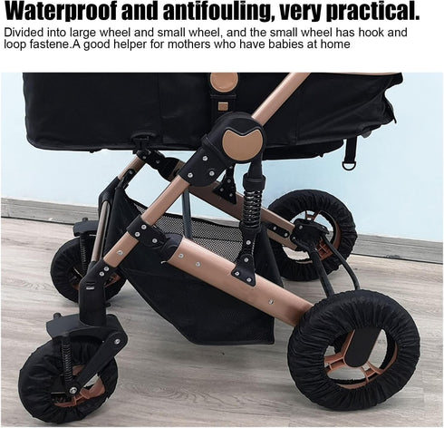 4Pcs Baby Stroller Wheel Cover, Kid Baby Dustproof Wheelchair Protector Pushchair Wheel Cover Stroller Accessory(Small (4pcs))...