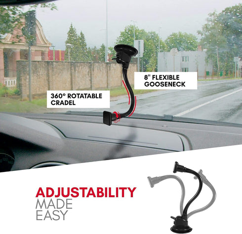 Macally Windshield Phone Mount for Car Magnetic - Suction Cup Window Mount Phone Holder with 8" Long Gooseneck Arm & Super Strong Magnet Mount for...