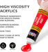 24-Color Acrylic Paint Set (12 ml) With 3 Brushes - For Canvas, Paper, Wood, Rock, Ceramic & Fabric...
