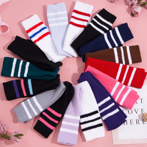 Moon Wood Women Thigh High Socks Extra Long Warm Knit Over Knee High Boot Stockings Striped Thigh Highs Leg Warmers...