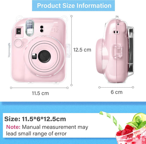 MUZIRI KINOKOO Clear Case for Fujifilm Fuji Instax Mini 12/Polaroid Mini 12 Camera - Hard PVC Protective Case Bag Transparent with Back Photo Pock...