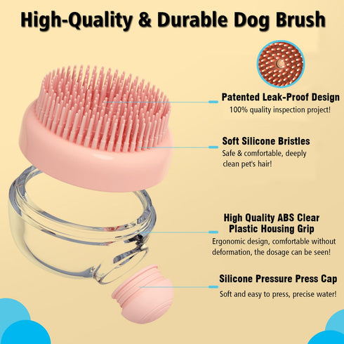 Dog Bath Scrubber Brush, 2 PCS Pet Dog Grooming Massage Shampoo Bath Brush with Soap and Shampoo Dispenser Soft Silicone Bristle for Long Short Ha...
