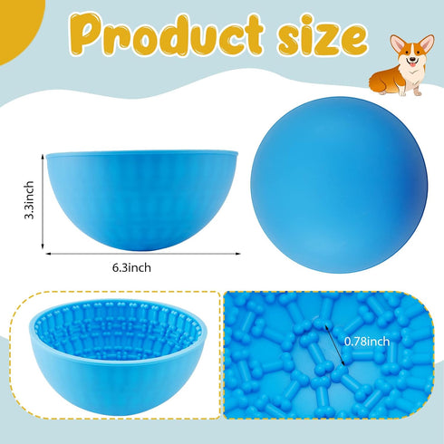 2 Pcs Silicone Dog Lick Bowl Pet Interactive Dog Slow Feeder Bowls for Oral Health Preventing Choking Anxiety Relief Wobble or Stay Put?Blue, Oran...