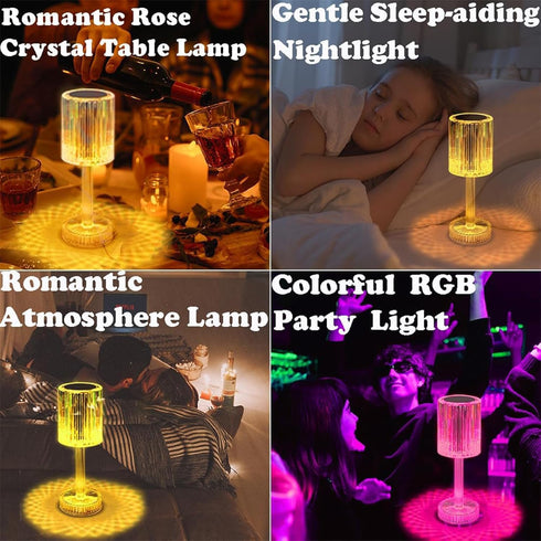 Crystal Table Lamp,RGB Changing Touch Table Lamp with Remote Control,USB Rechargeable Crystal Bedside Lamp,LED Cordless Desk Lamp for Bedroom/Livi...