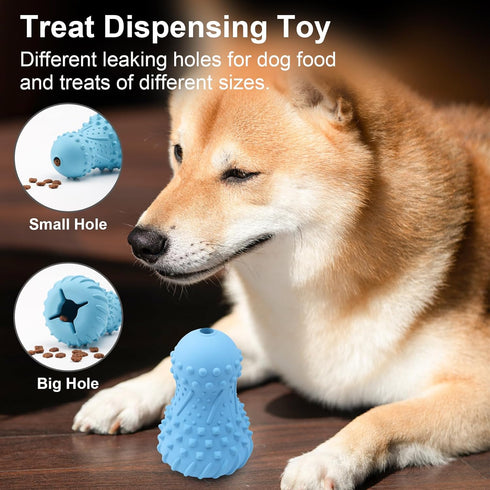 Chew Toys -Cone Shape Dog Toys for Aggressive Chewers?Durable Natural Rubber? Multifunctional Teeth Cleaning and Gum Massage(Blue)...