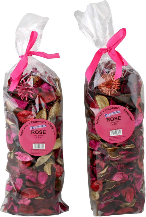 Rose Scented Potpourri Bags – 2 Large Packs, 8.4 oz Total – Dried Petals & Botanicals for Bowls & Vases – Long-Lasting Aroma for Home Décor, Offic...