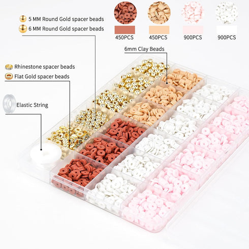 Gionlion 3000 Pcs Clay Beads for Bracelets, Bracelet Making kit Golden Beads for Jewelry Making, Charms Bracelet Kit DIY Arts and Crafts Birthday ...